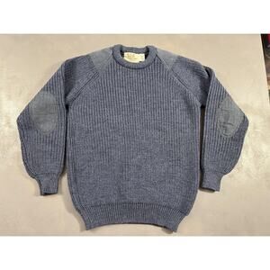 Aran Sweater Market Mens Large Blue 100% Wool Commando Made in Ireland